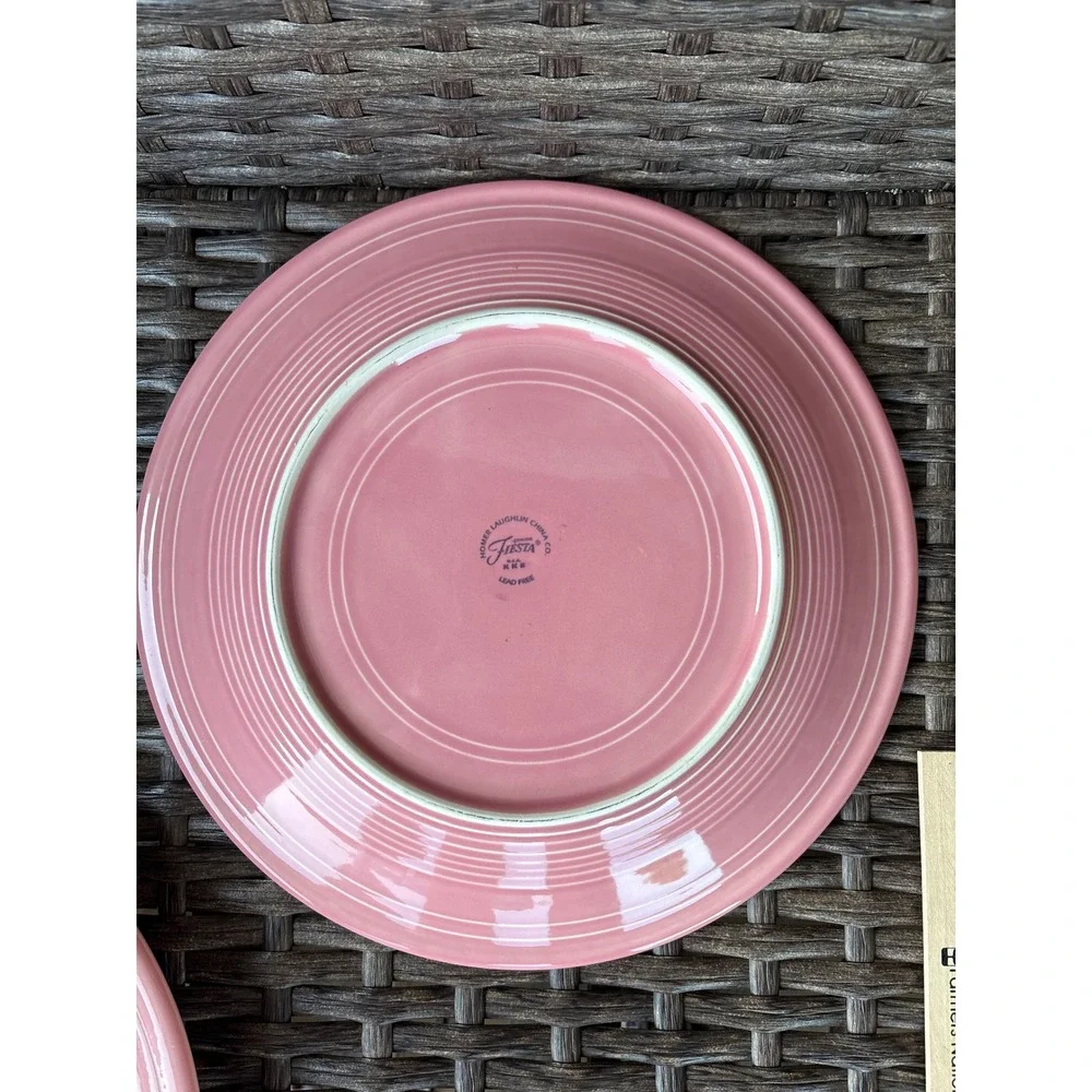 Fiesta Rose Pink Dinner Plates Set of 2 Homer Laughlin China Co 10.5 Inch USA